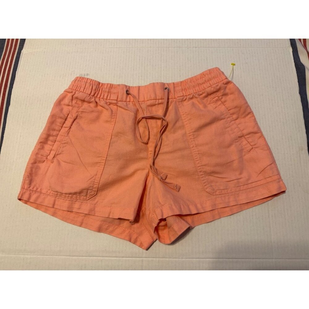 Women's Mid Rise Pull-on Linen Blend 4" Peach Shorts Size Small